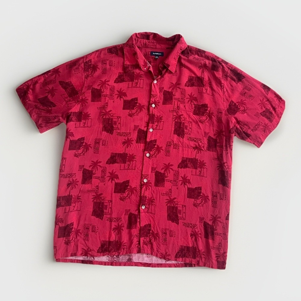 Croft & Barrow Joe XXL Red Hawaiian Shirt Bohemian Tropical Casual Summer